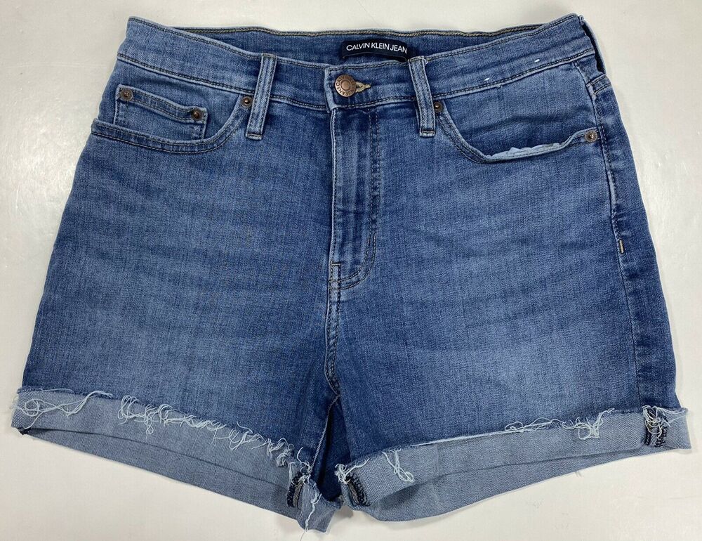Calvin Klein Denim Shorts Sz 6 High Rise Blue Jean